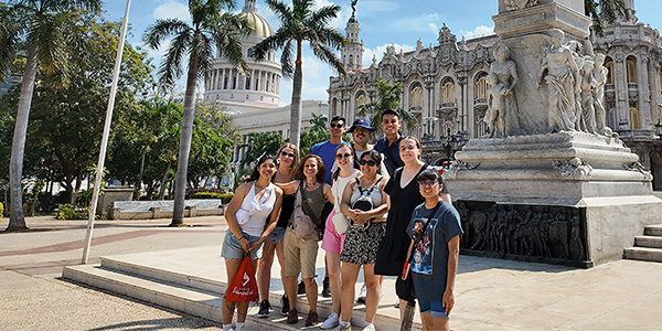 Students and faculty sightsee in Cuba.