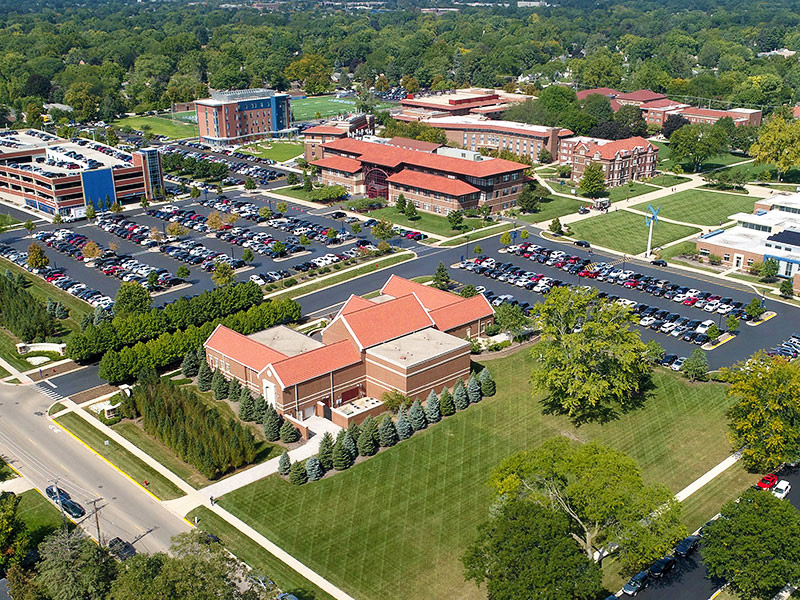 Aerial campus view of AU.